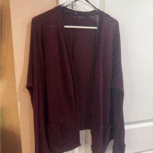 Women's Burgundy Cardigan Sweater